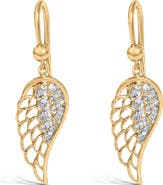 Haus of Brilliance Gold Vermeil Diamond Accent Angel Wing Drop Earring