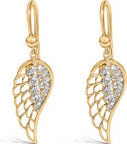 Haus of Brilliance Gold Vermeil Diamond Accent Angel Wing Drop Earring