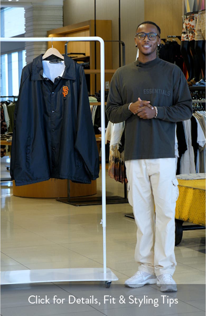 Men's Dunbrooke Black San Francisco Giants Coach's Raglan Full-Snap Windbreaker Jacket, sales video thumbnail