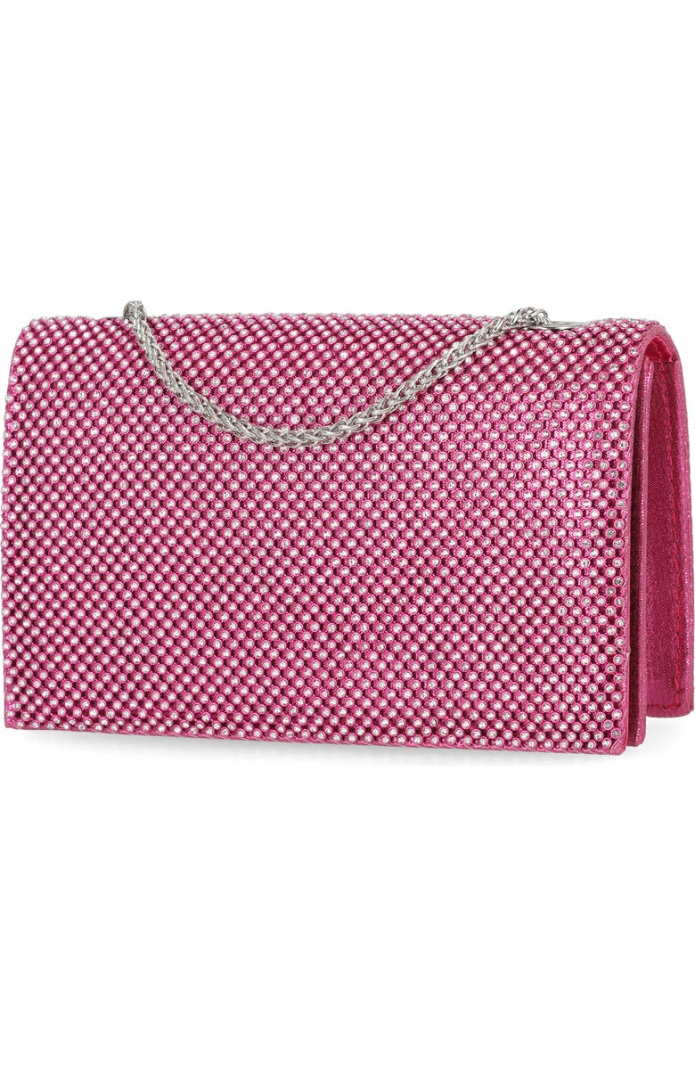 Jessica McClintock Adria Embellished Faux Leather Clutch, Alternate, color, Fuschia