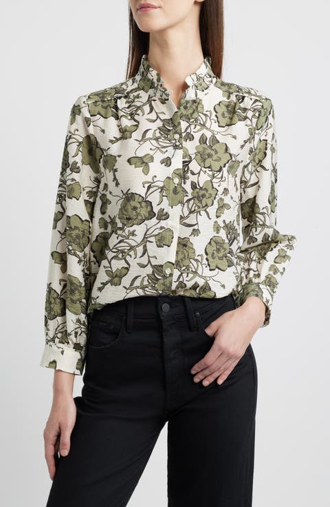 Ruffle Button-Up Shirt