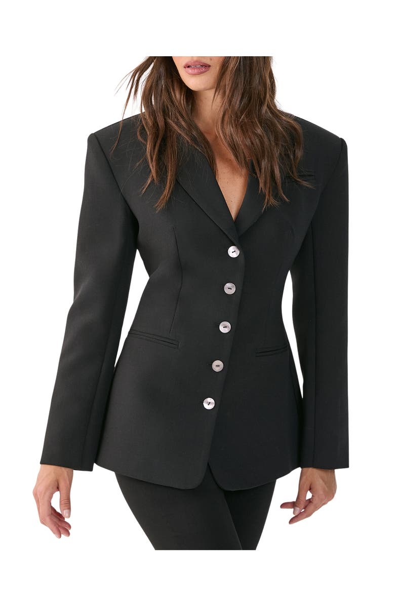 NASTY GAL Premium Cinched Waist Blazer, Alternate, color, Black