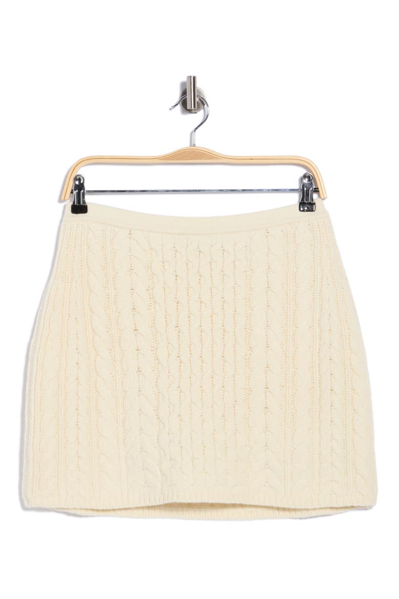 Cable Knit Wool & Cashmere Miniskirt, Main, color, IVORY