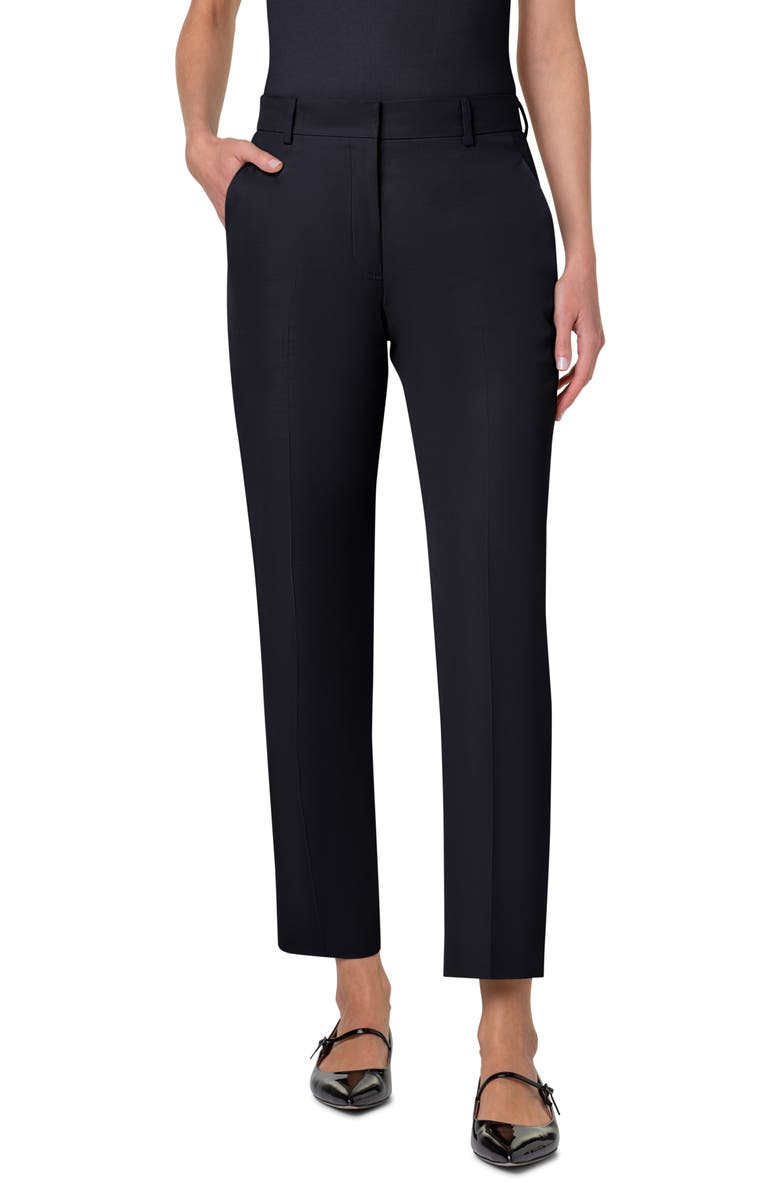 Akris Flavin Cotton Techno Gabardine Ankle Pants, Main, color, 