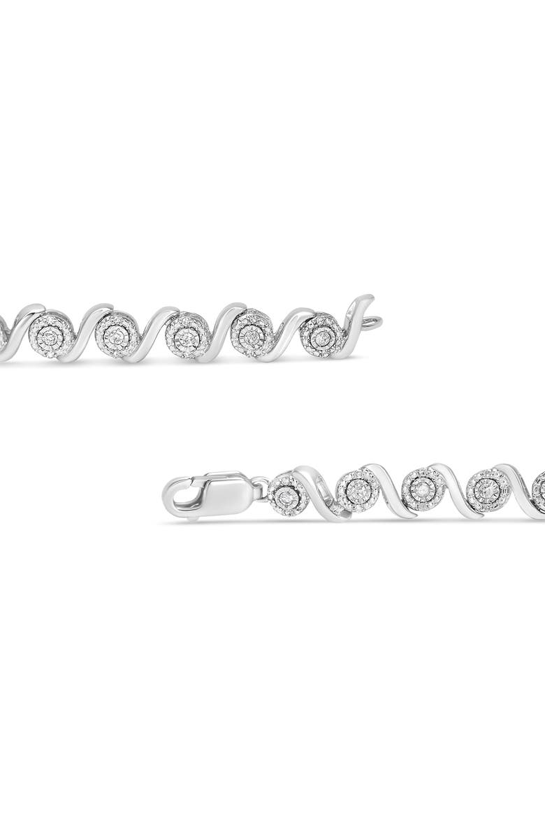 Silver 1/2 Cttw Round Diamond Halo S-Link Bracelet, Alternate, color, White