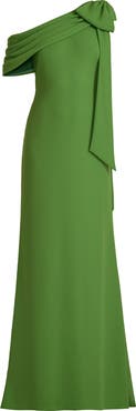 Tadashi Shoji One-Shoulder Crepe Column Gown