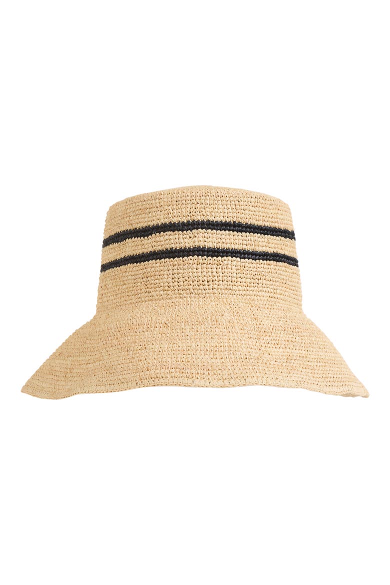 Stripe Straw Bucket Hat, Main, color, NATURAL