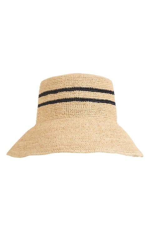 Stripe Straw Bucket Hat