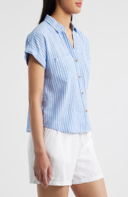 BEACHLUNCHLOUNGE BEACHLUNCHLOUNGE ARCHIE STRIPE SHORT SLEEVE BUTTON-UP SHIRT