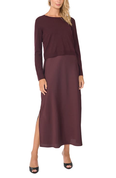 Crewneck Mixed Media Dress