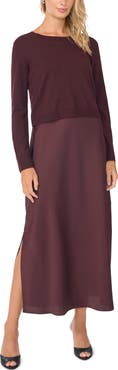 Vince Camuto Crewneck Mixed Media Dress