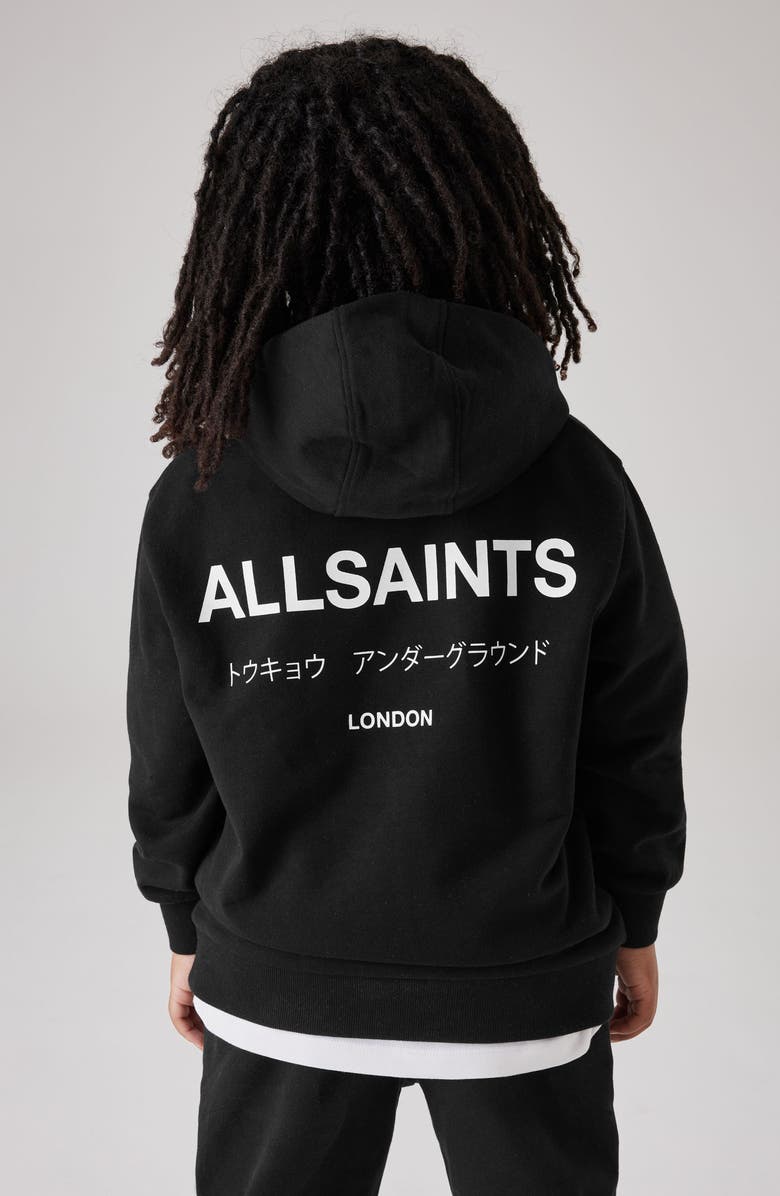 smALLSAINTS by ALLSAINTS Kids' Underground Graphic Cotton Hoodie, Alternate, color, Black