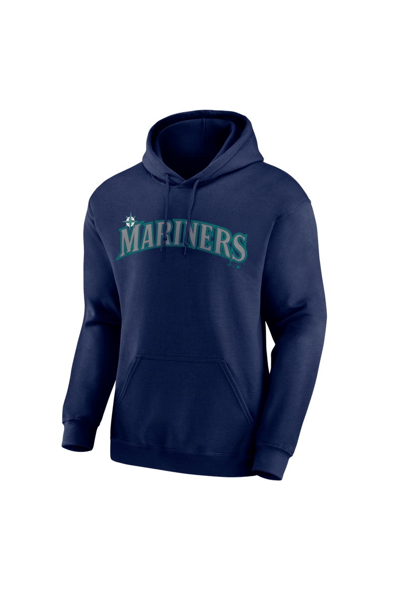 Men's Logo Athletic Navy Seattle Mariners Wordmark Hoodie, Alternate, color, Navy