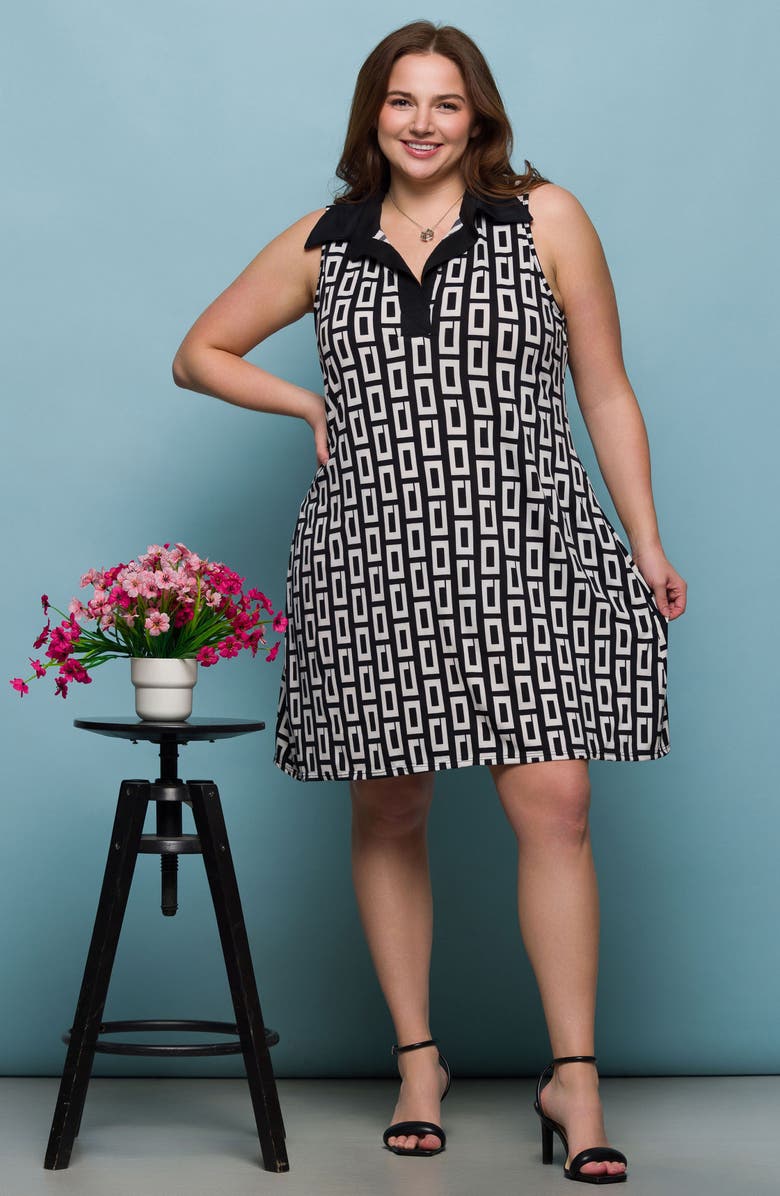 24seven Comfort Apparel Johnny Collar Sleeveless Shift Dress, Alternate, color,