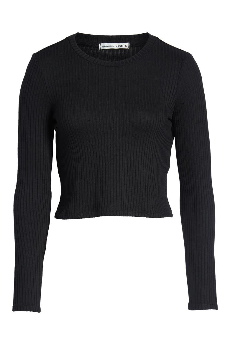 Jackie Crop Top, Alternate, color, BLACK