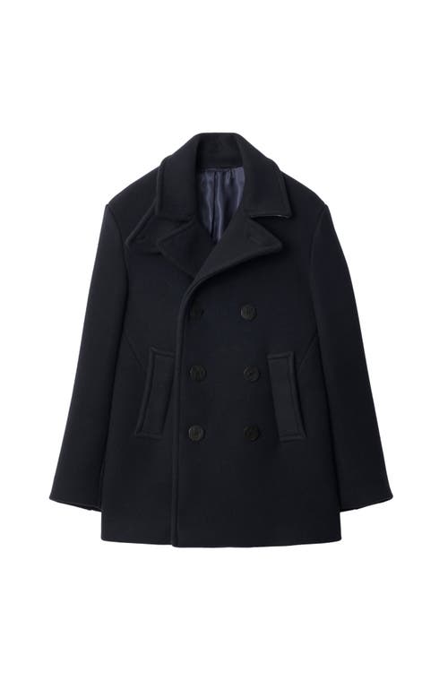 Burberry Wool Silk Tailored Jacket In Navy