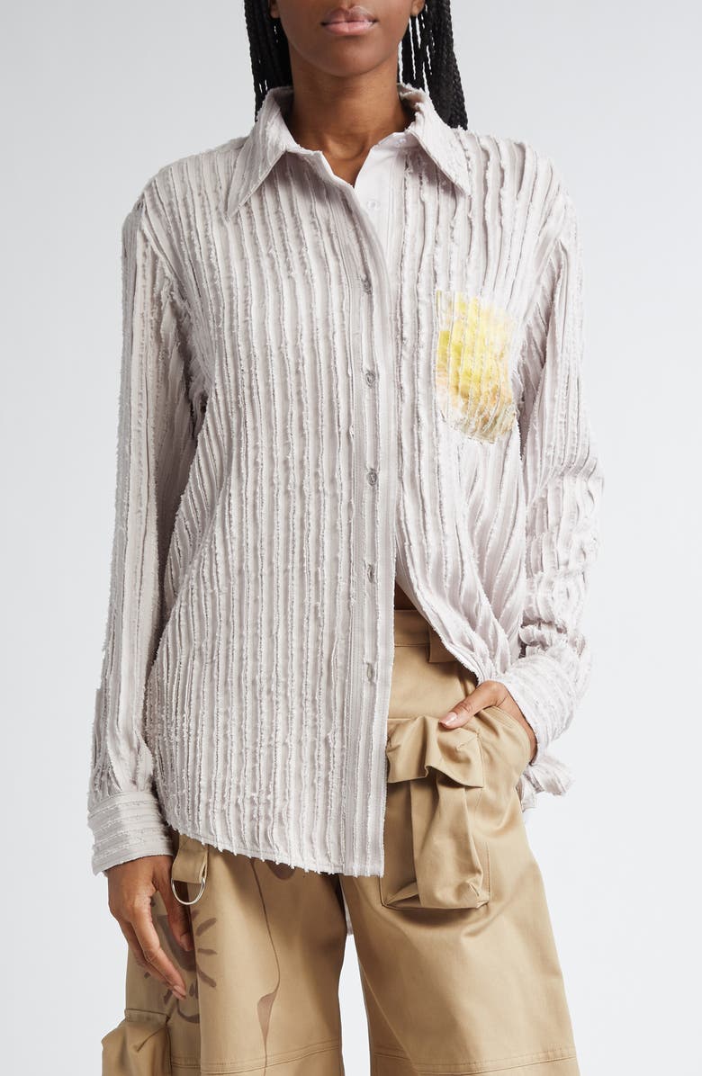 Collina Strada Stone Flower Drip Convention Button-Up Shirt, Main, color,