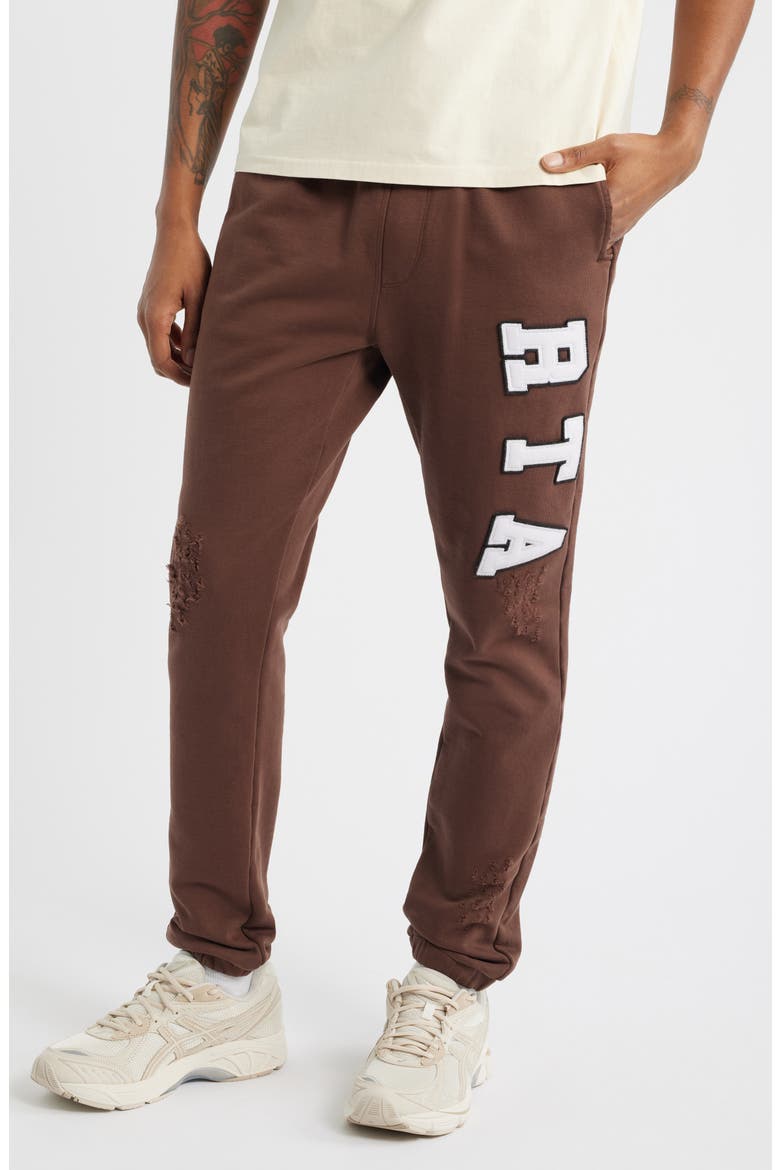 Owen Collegiate Distressed Joggers, Main, color, BROWN COLLEGIATE