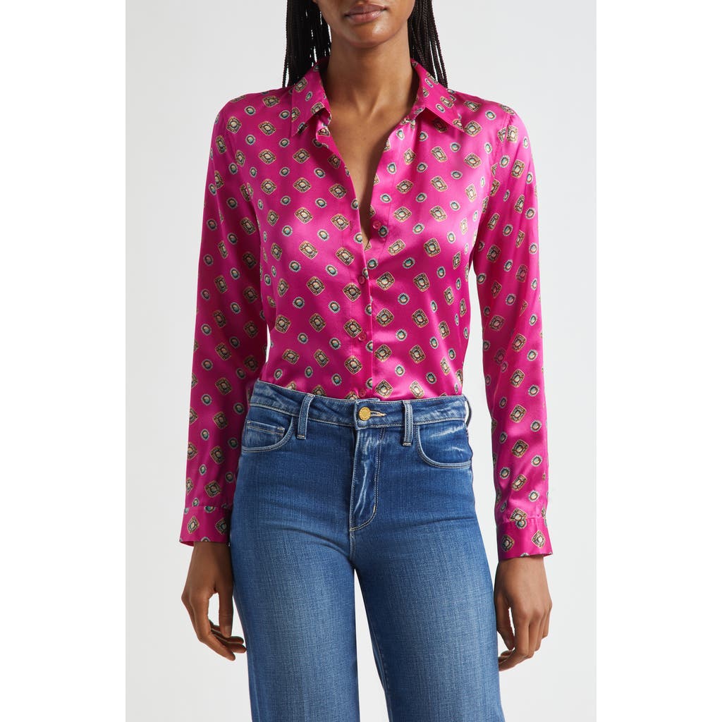 L Agence Tyler Silk Blouse In Pink