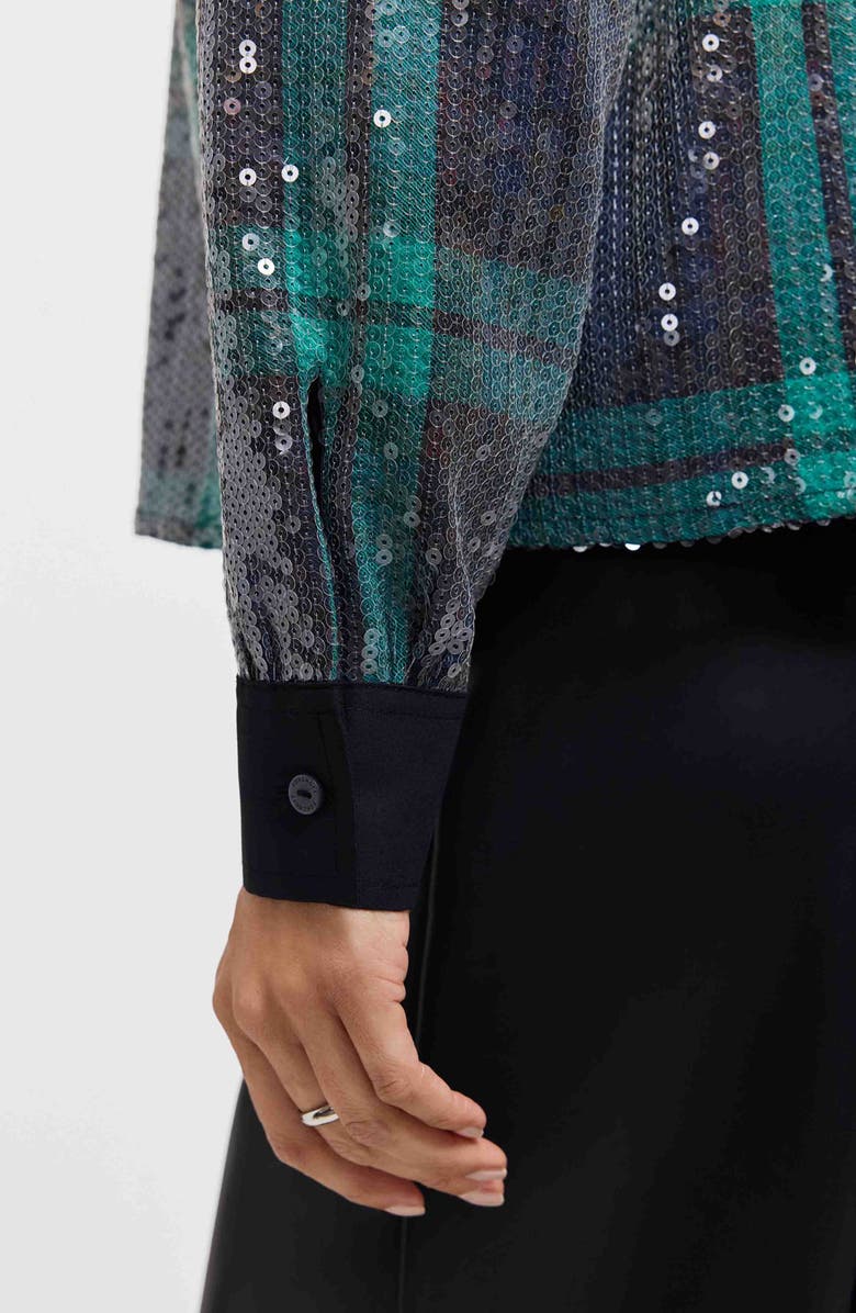 Foxcroft Marina Sequin Button-Up Shirt, Alternate, color, Navy Blue/ Multi