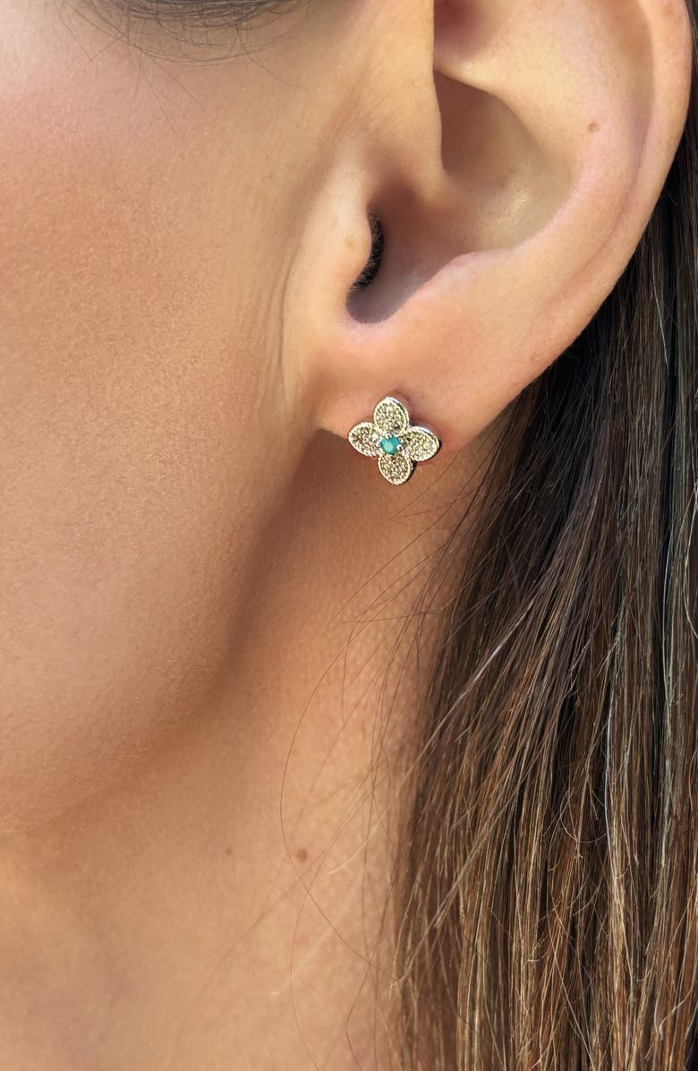 Adornia Turquoise Flower Stud Earrings, Alternate, color, 