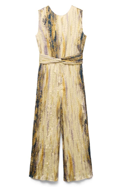 Mango Sleeveless Satin Jumpsuit In Pastel Yellow