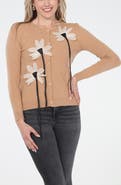 RAIN AND ROSE Floral Appliqué Cardigan
