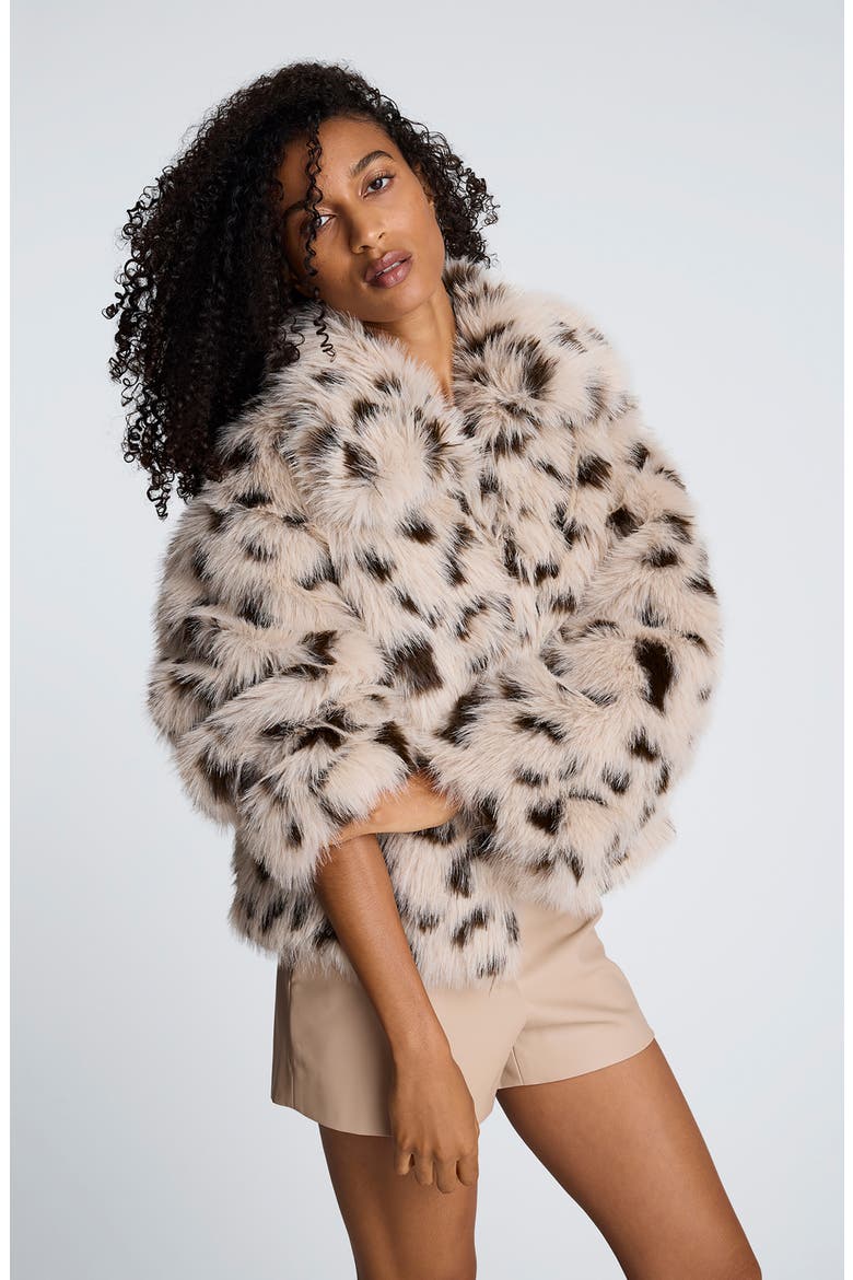 Oversize Faux Fur Crop Jacket, Alternate, color, OAT COMBO