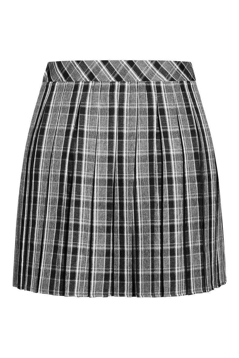 Varsity Check Skirt, Alternate, color, BLACK