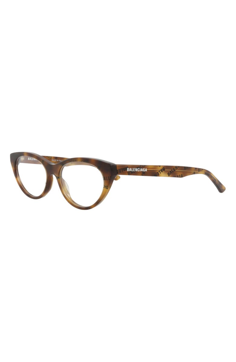 Balenciaga 52mm Cat Eye Optical Glasses, Alternate, color, Havana Havana Transparent