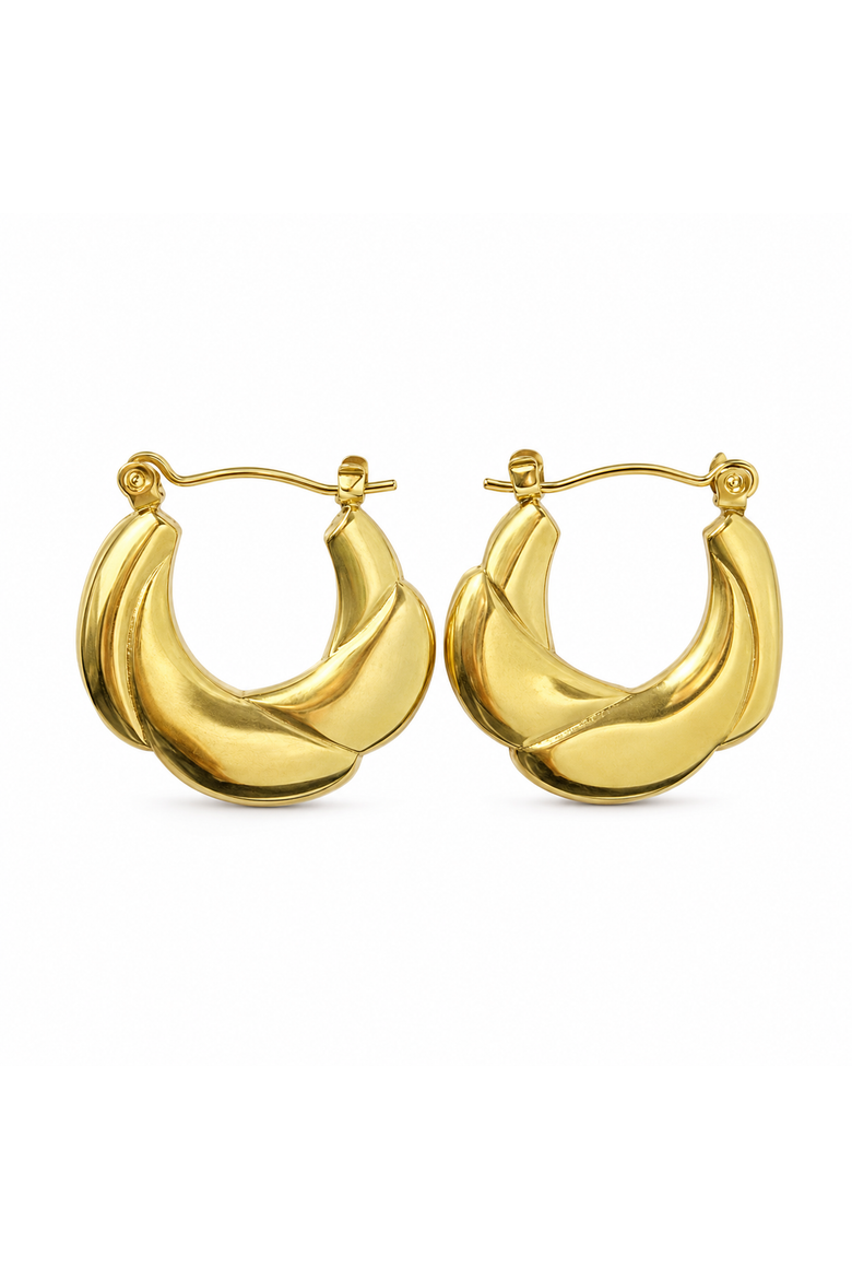 18K Yellow Gold Plated Sculptural Folded Hoop Earrings, Main, color, Gold