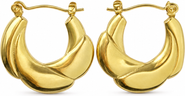 Gemini Jewelry 18K Yellow Gold Plated Sculptural Folded Hoop Earrings