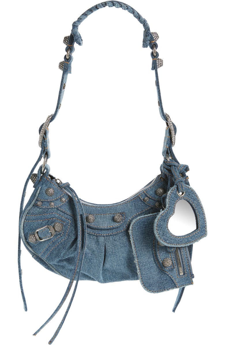 Balenciaga Extra Small Cagole Denim Shoulder Bag, Main, color,