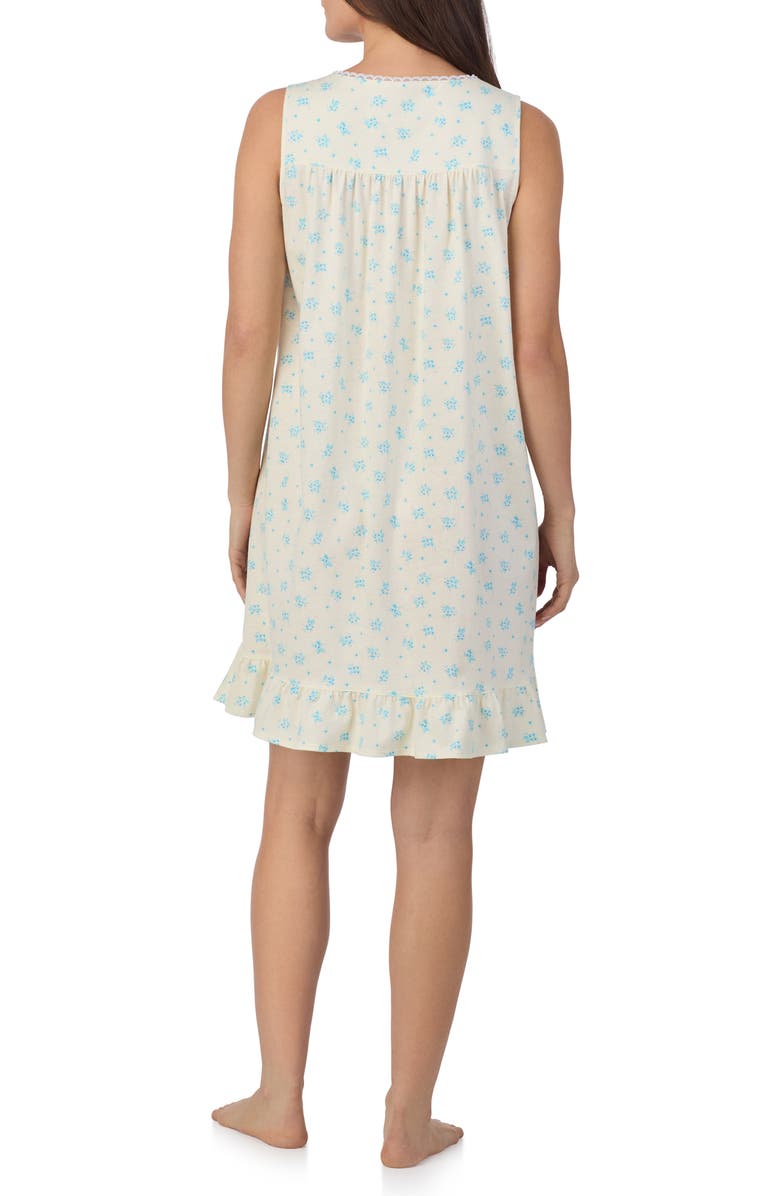 Eileen West Floral Print Sleeveless Cotton Jersey Short Nightgown, Alternate, color, Yellow Print