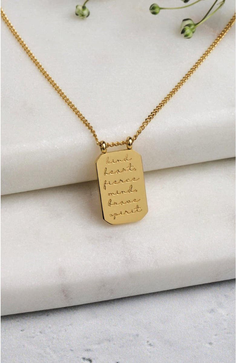 Mantra Kind Heart, Fierce Mind, Brave Spirit - Necklace, Alternate, color, Silver