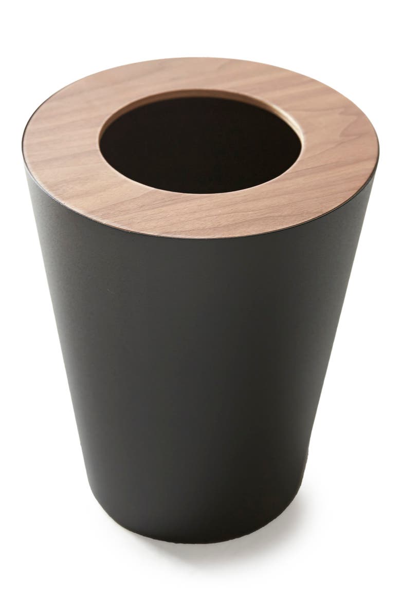 Round Trash Can, Alternate, color, WALNUT