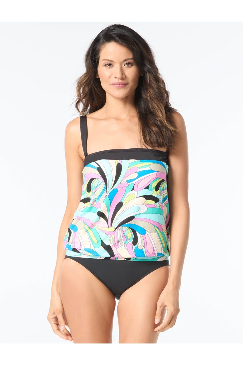 Bella Bra Sized Bandeau Blouson Tankini Swim Top - C-Cup, Alternate, color, Multi