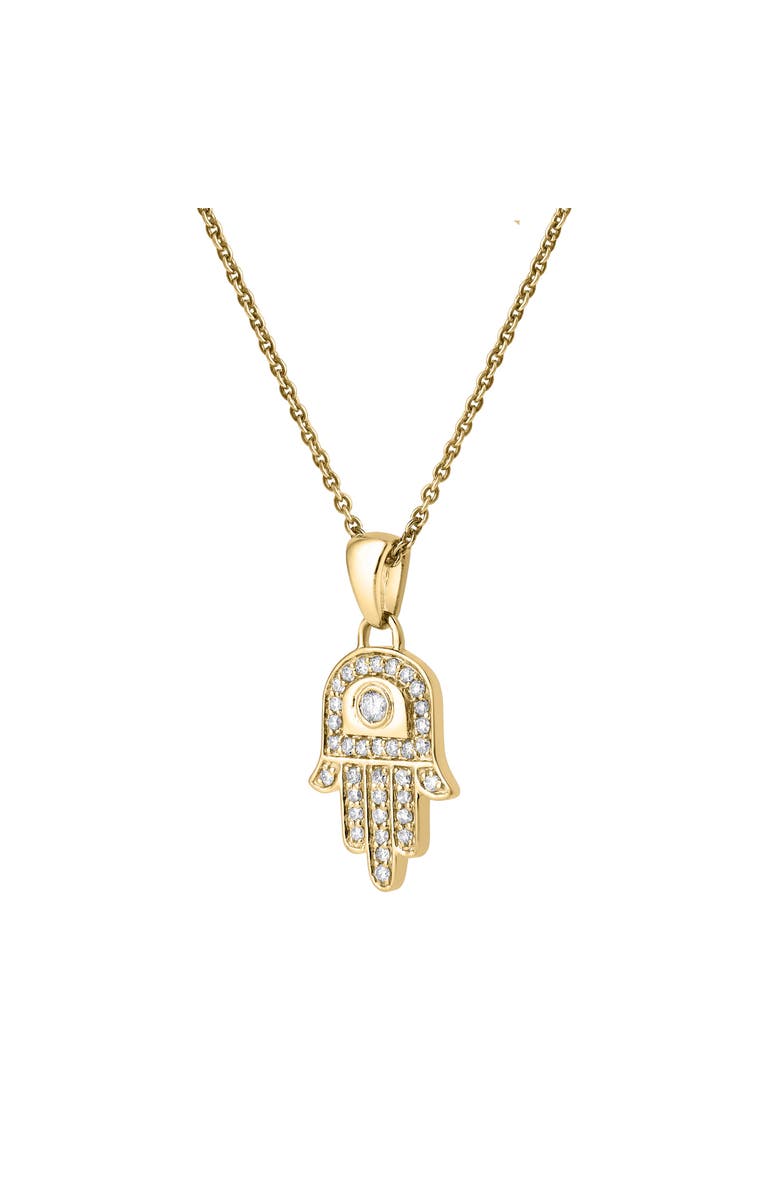 LuvMyJewelry Hamsa Hand 0.3 Ct 14K Gold Diamond Pendant, Alternate, color, 14K Yellow Gold