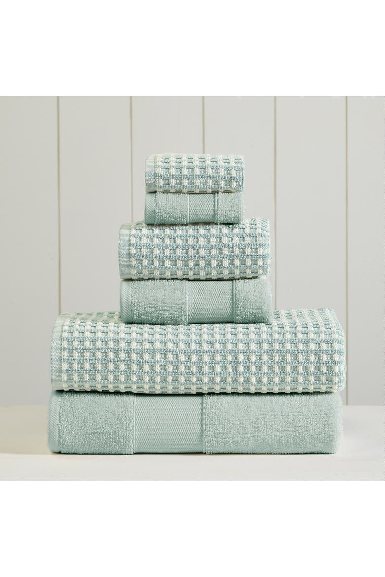 Luxury Spa Cobblestone Quick Dry 6-Piece Towel Set - White, Main, color, BLUE