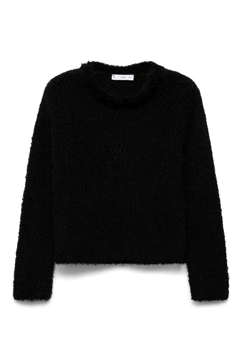Fur-Effect Sweater, Alternate, color, BLACK