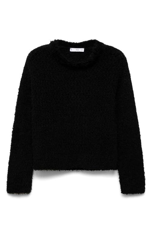Mango Fur-effect Sweater In Black