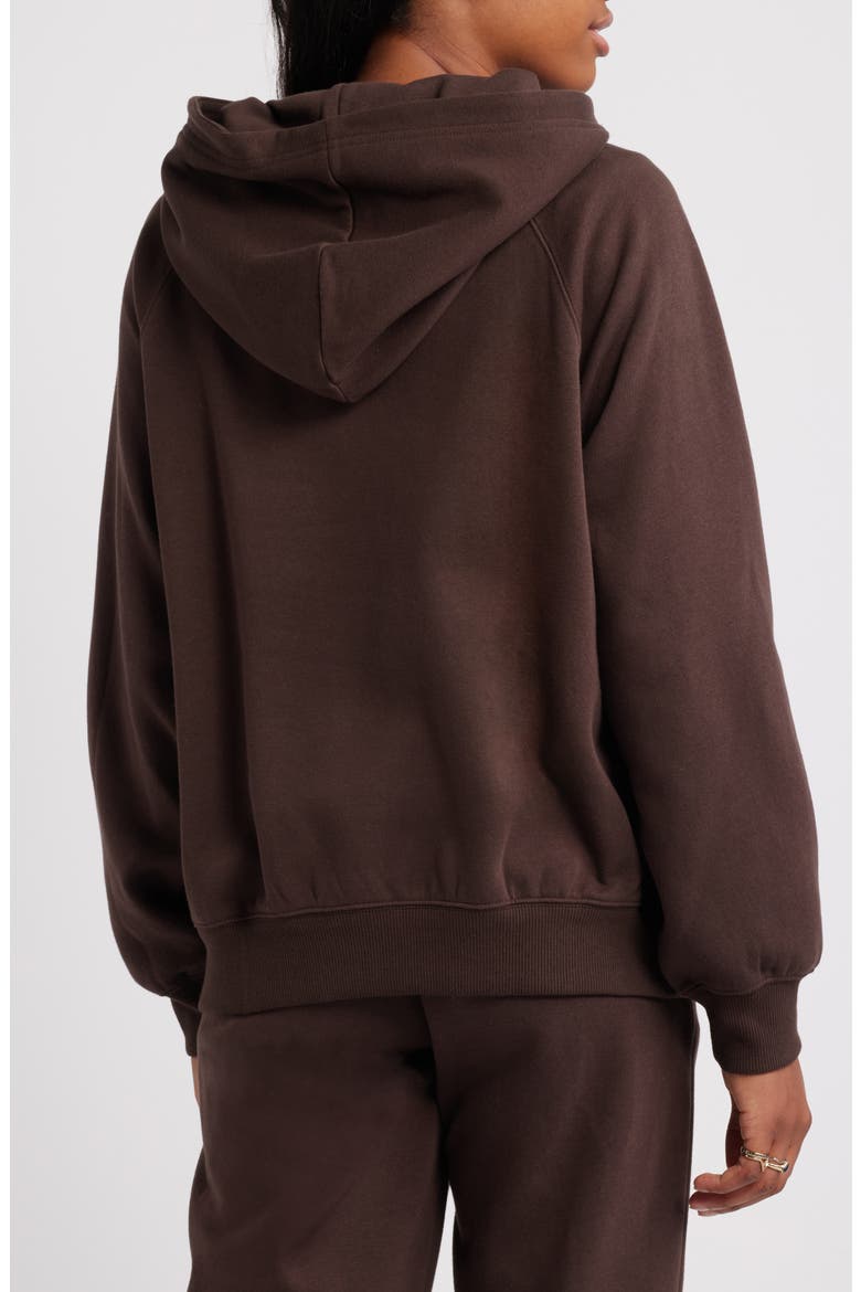 Fleece Detail Oversize Raglan Hoodie, Alternate, color, BROWN COFFEE