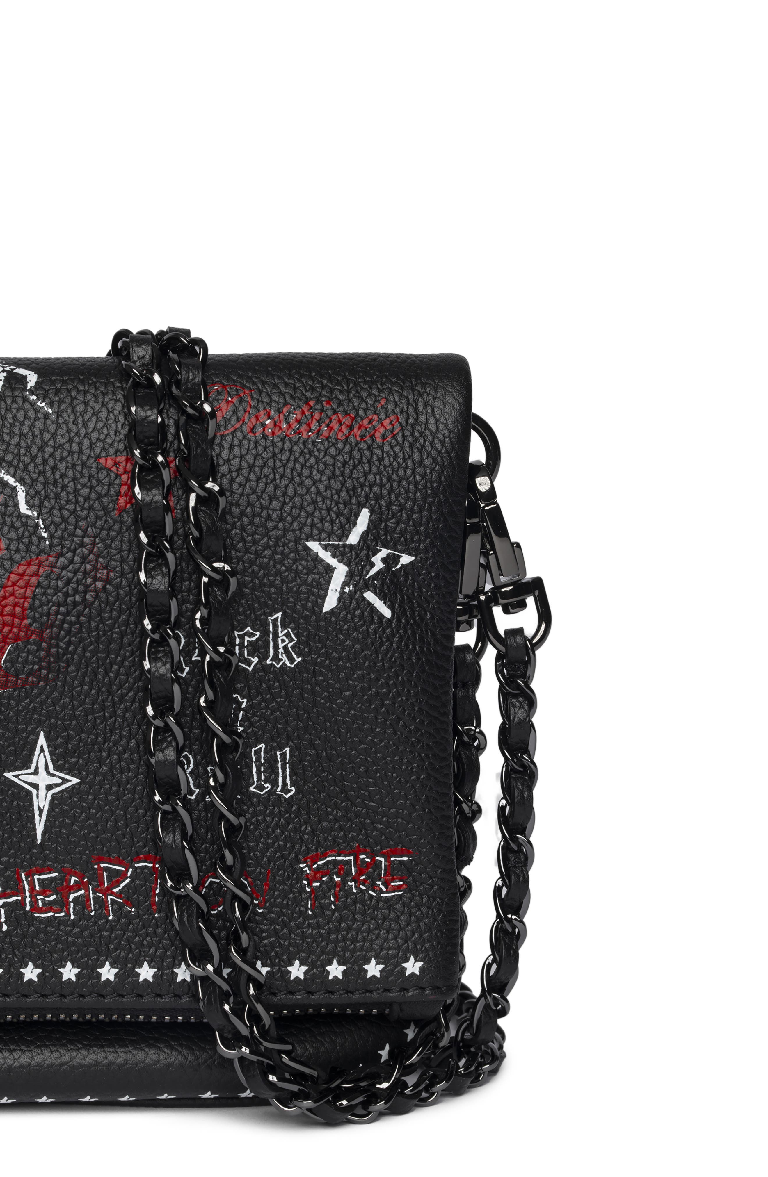 Zadig & Voltaire Rock Grained Leather Punk Crossbody Bag, Alternate, color, 