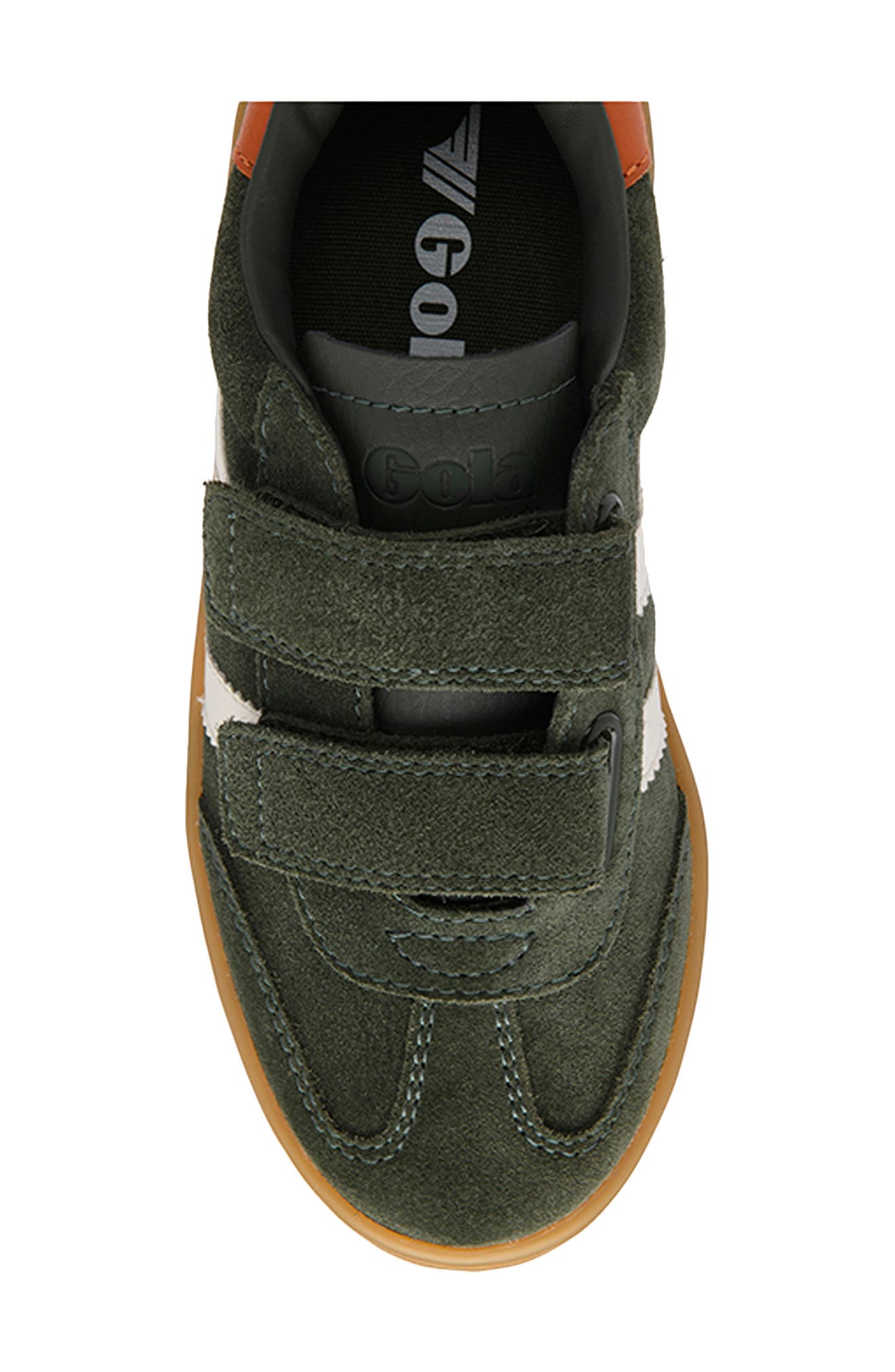 Kids' Viper Strap Sneaker, Alternate, color, DARK KHAKU/ OFF WHITE/ ORANGE