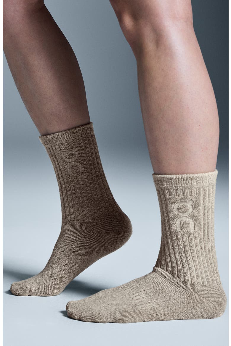 Organic Cotton French Terry Crew Socks, Main, color, DESERT