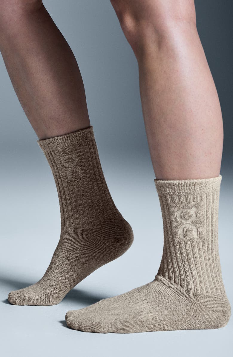 On Organic Cotton French Terry Crew Socks, Main, color, Desert