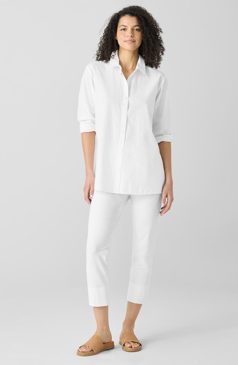 Eileen Fisher Back Slit Crop Straight Leg Pants, Alternate, color, White