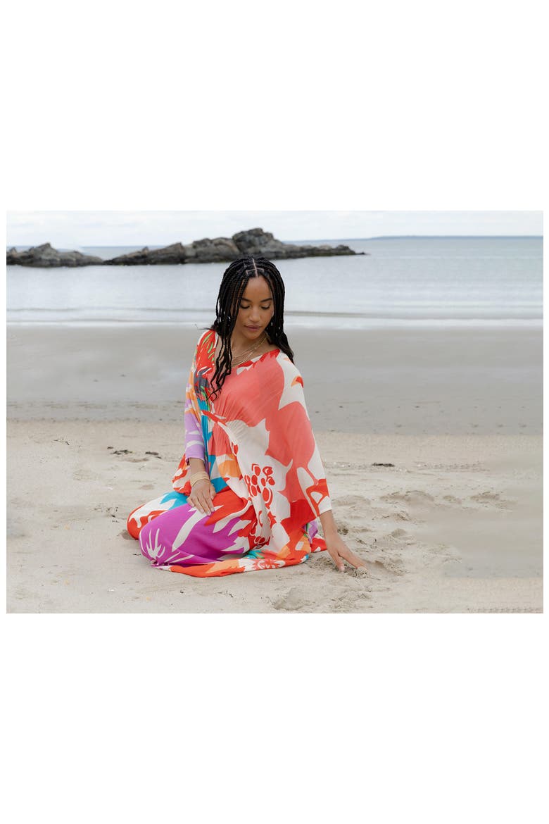 Floral Kaftan, Alternate, color, PINK COMBO