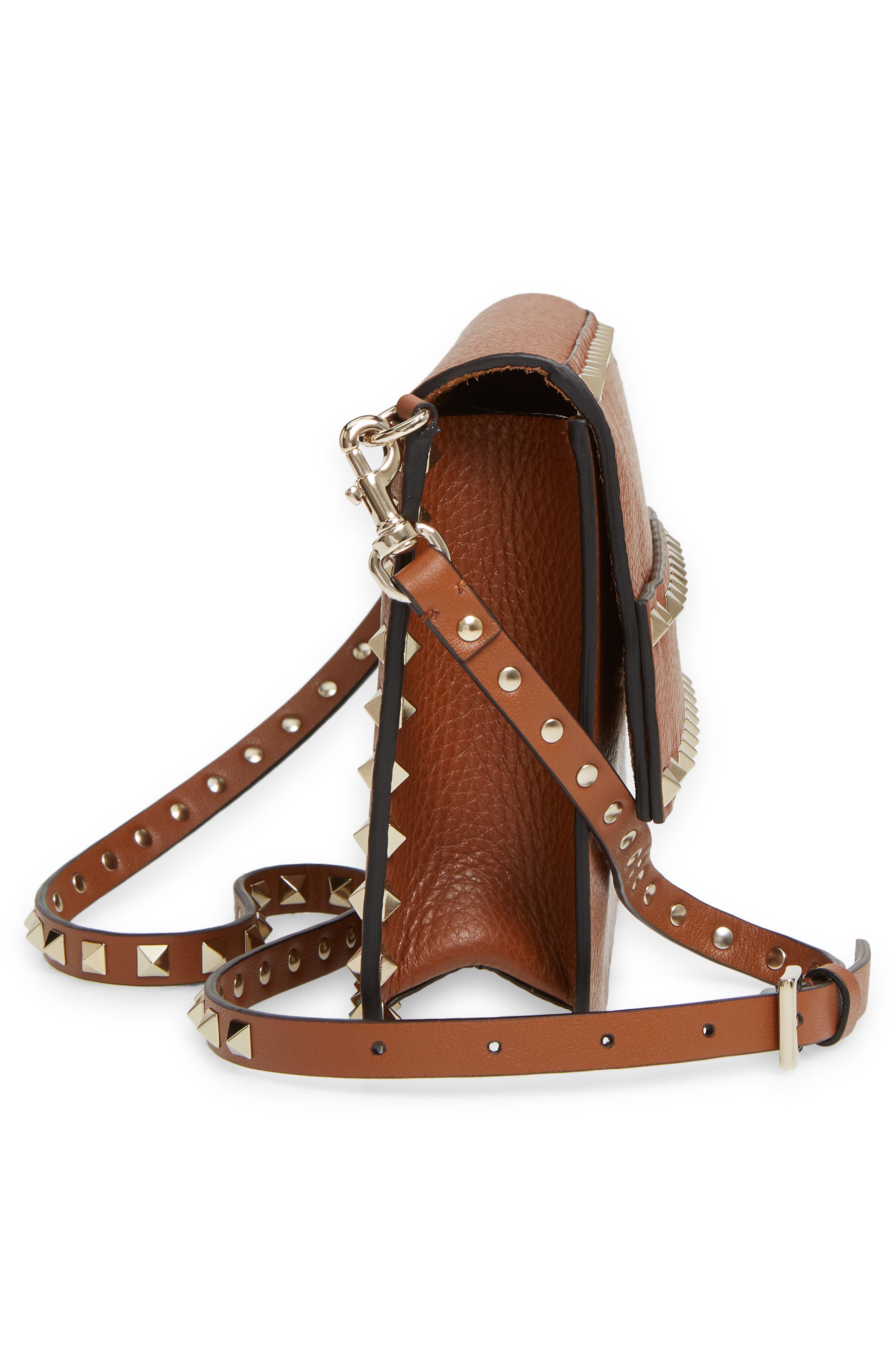 Valentino Garavani Small Rockstud Leather Shoulder Bag, Alternate, color, 