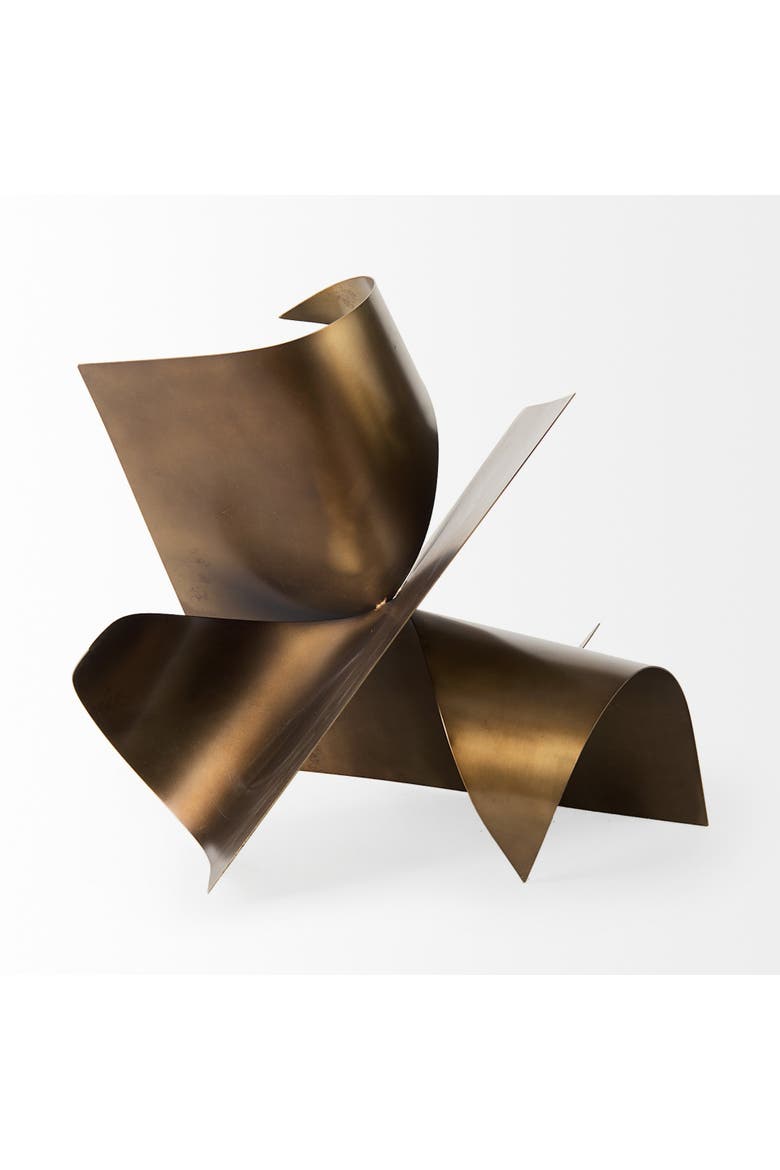 Francesca Metal Sculptural Decorative Object, Alternate, color, Metallic Gold